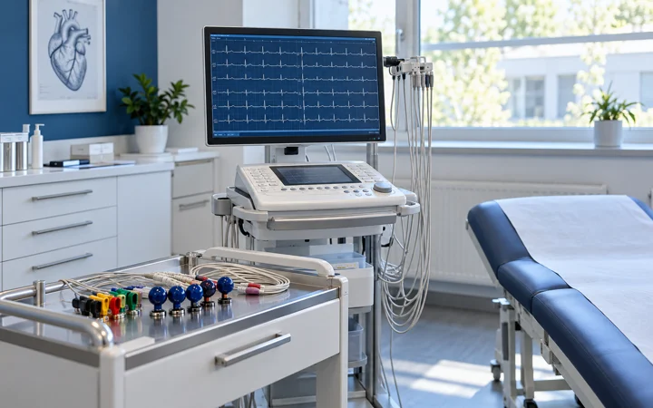 EKG-Gerät in einer kardiologischen Praxis