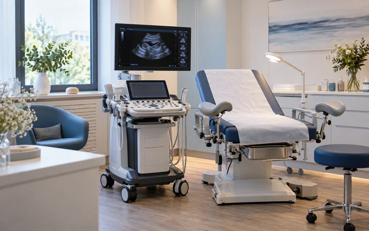Moderne Ultraschallausstattung einer frauenärztlichen Praxis